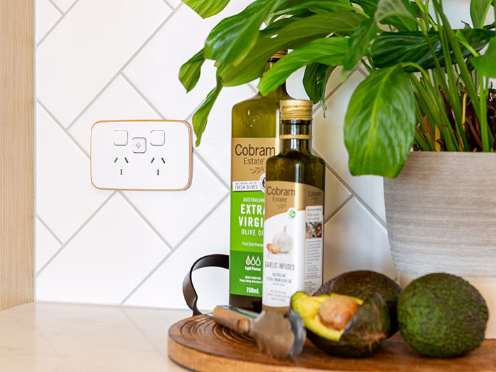 A PDL Iconic Essence switch installed in Clayton and Toni’s kitchen. 