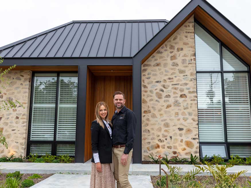 An exterior shot of Troy and Carmel from Klemm Homes’ Adelaide home. 