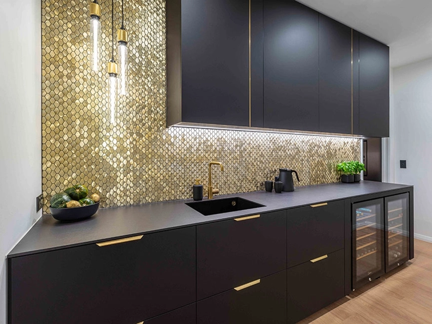 The award-winning kitchen in Brendon and Leonie Hamill’s home, design by Leonie herself.