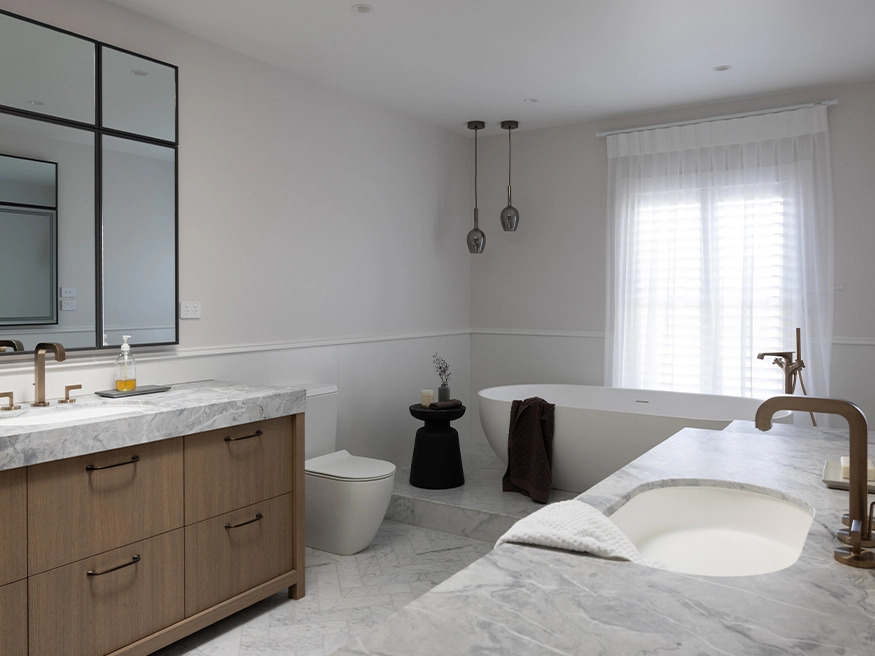 An organic modernist bathroom.