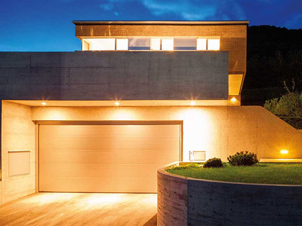 Modern House with outdoor lights