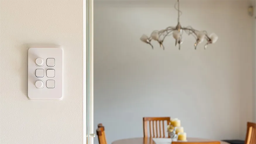 A collage of home interiors featuring Iconic switches and power points in various rooms.