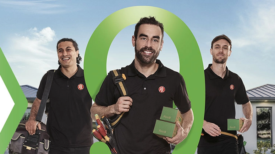 Three men wearing PDL black shirt carrying new Resi9 products