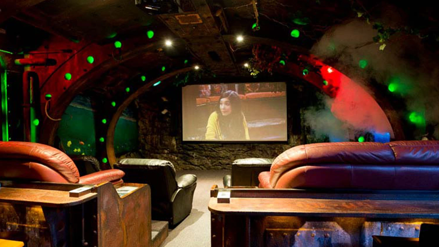 The submarine-themed theatre room in couple Wayne and Aimee’s Christchurch home.