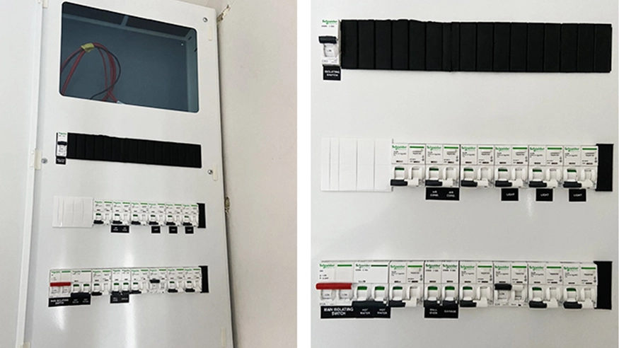 The Woolston home’s switchboard after all upgrades are finished.
