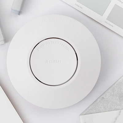 Flat lay of Clipsal smoke alarm