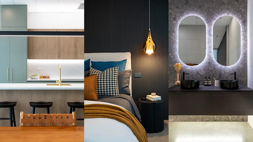 Collage of room photos in the PDL Auckland Vision Studio.